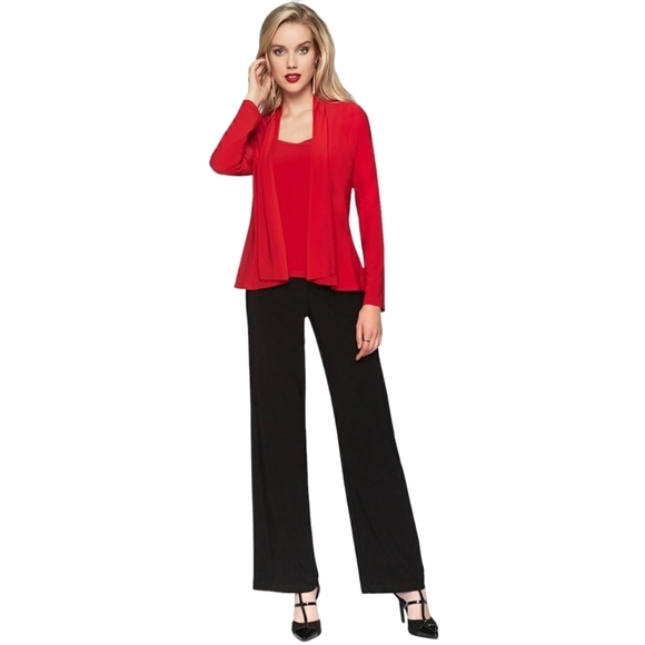 Frank Lyman Black Pull On Straight Leg Stretchy Pants - Picture 1 of 4